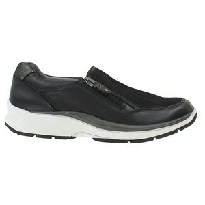 Aravon Pyper Black Leather Side Zip Comfort Slip On Sneakers Woman’s 9.5M